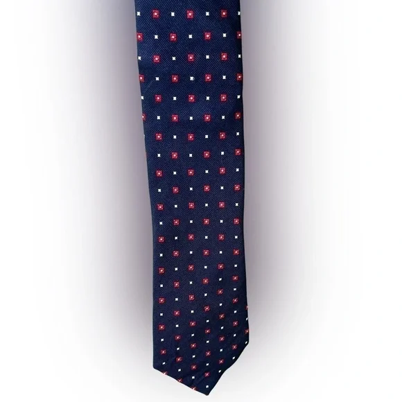 Jos. A. Bank Executive Extra-Long Tie. Red and blue check pattern. - Picture 1 of 2